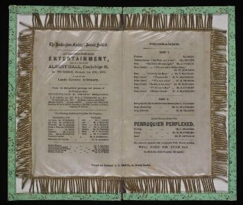 Silk programme for an Amateur 'Ethiopian Entertainment', 1876