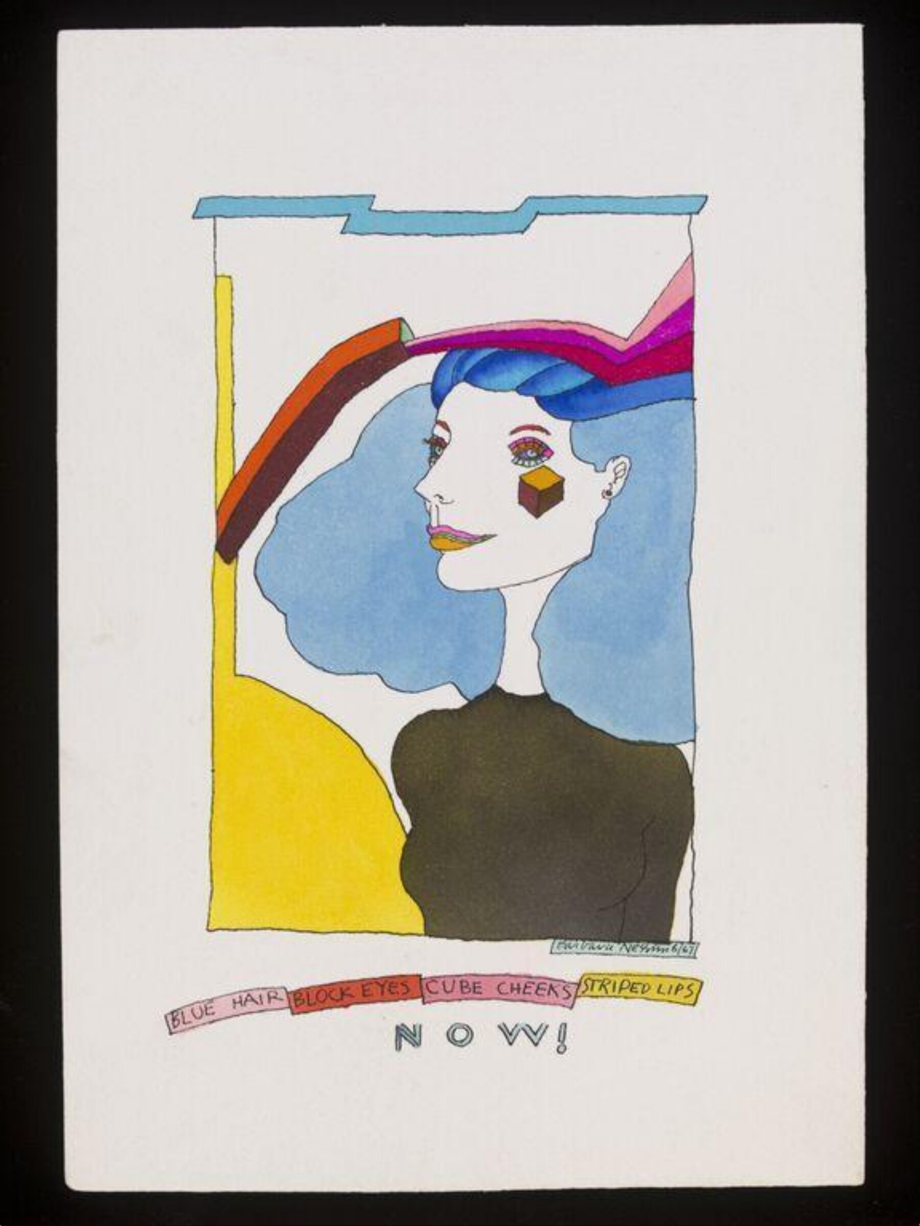 Blue Hair, Block Eyes, Cube Cheeks, Striped Lips Now!, Barbara Nessim, 1967
