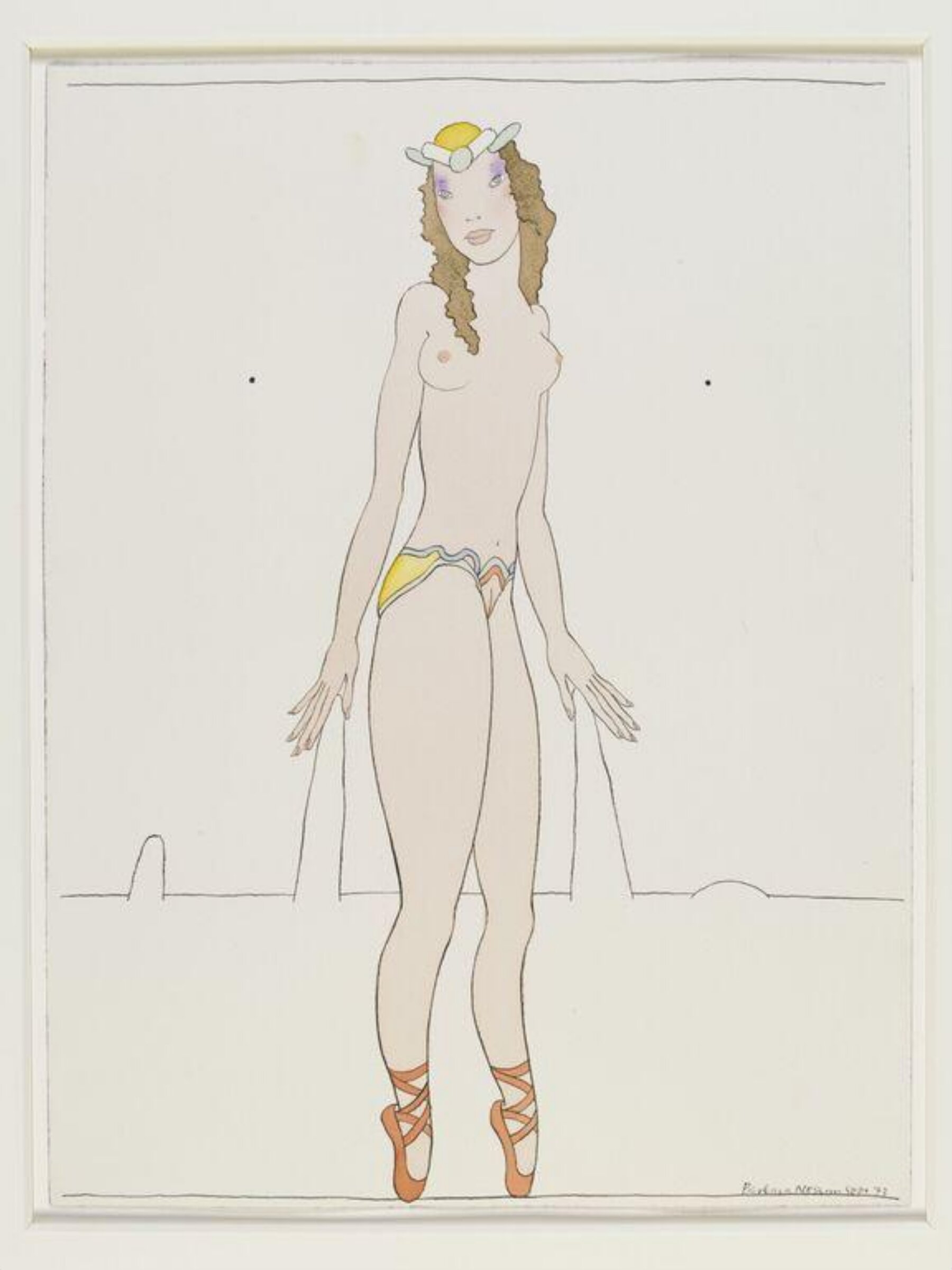WomanGirl with Yellow and Green Headdress amd Purple Eyes, Barbara Nessim, 1973