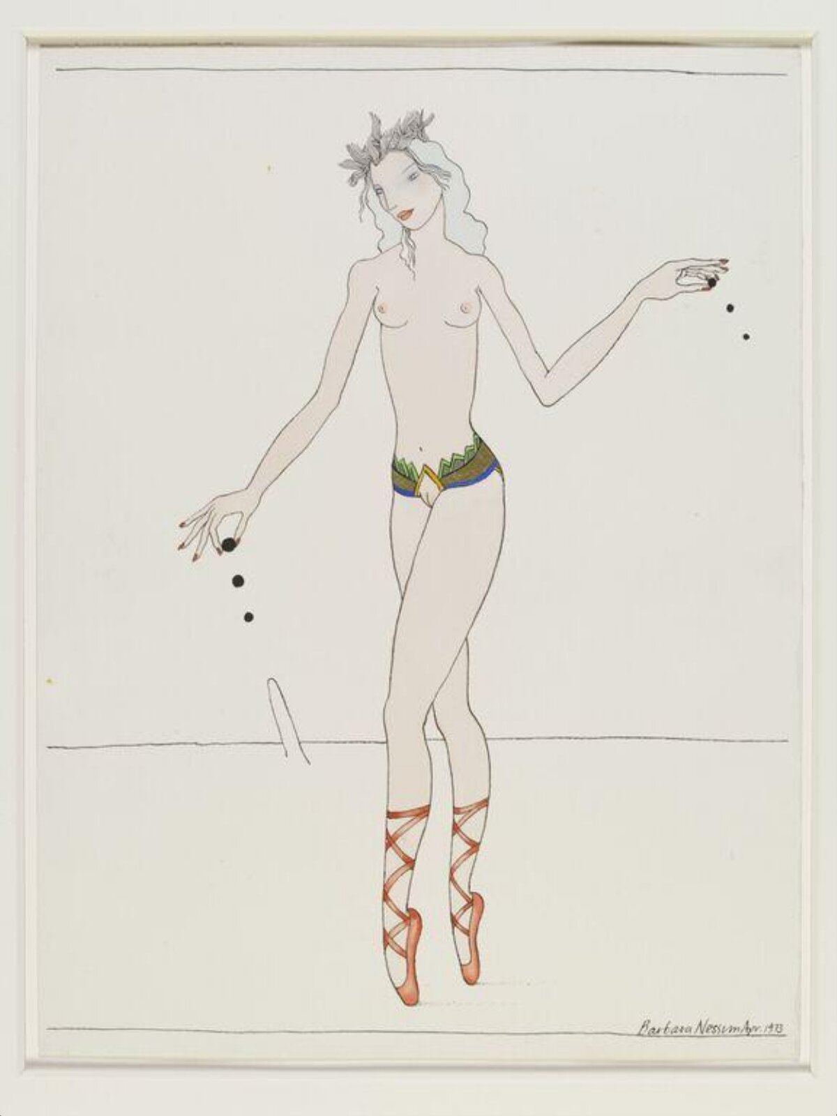 WomanGirl Holding Three Balls in Each Hand, Barbara Nessim, 1973