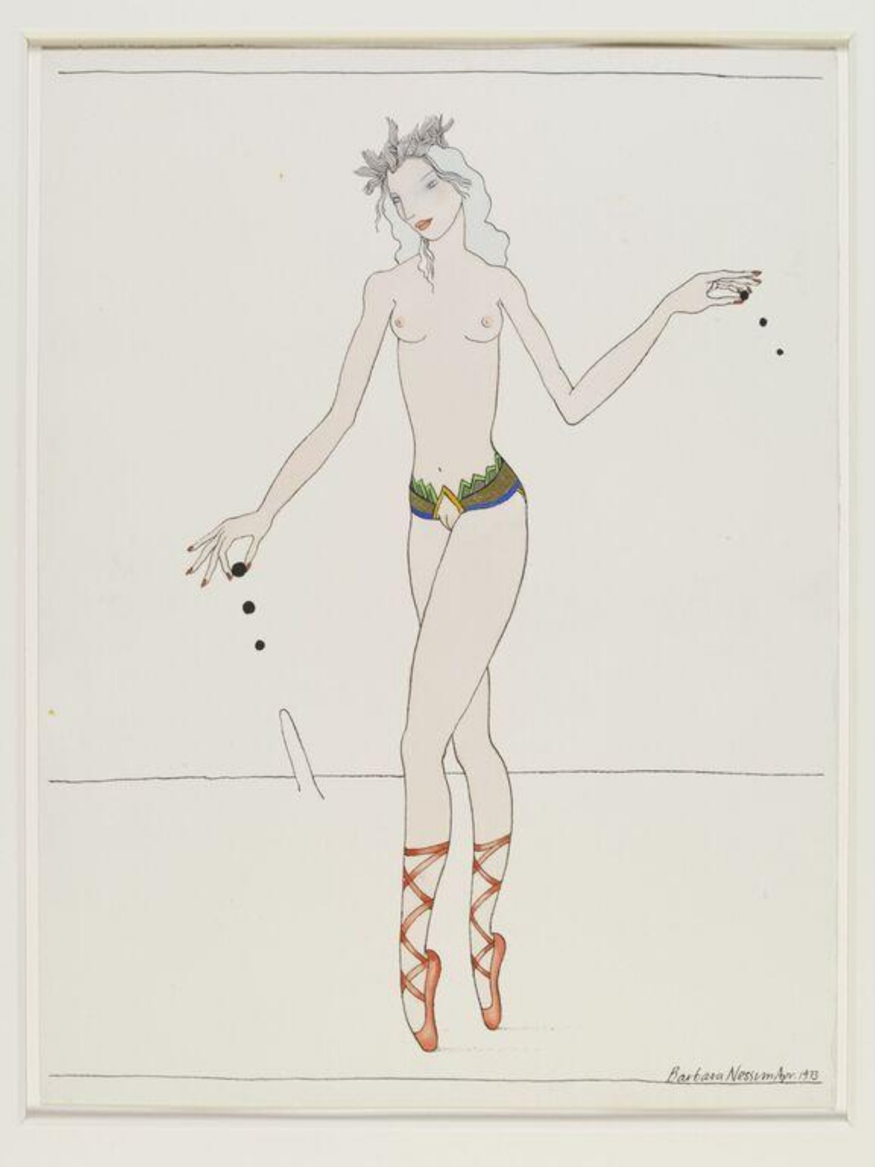 WomanGirl Holding Three Balls in Each Hand, Barbara Nessim, 1973