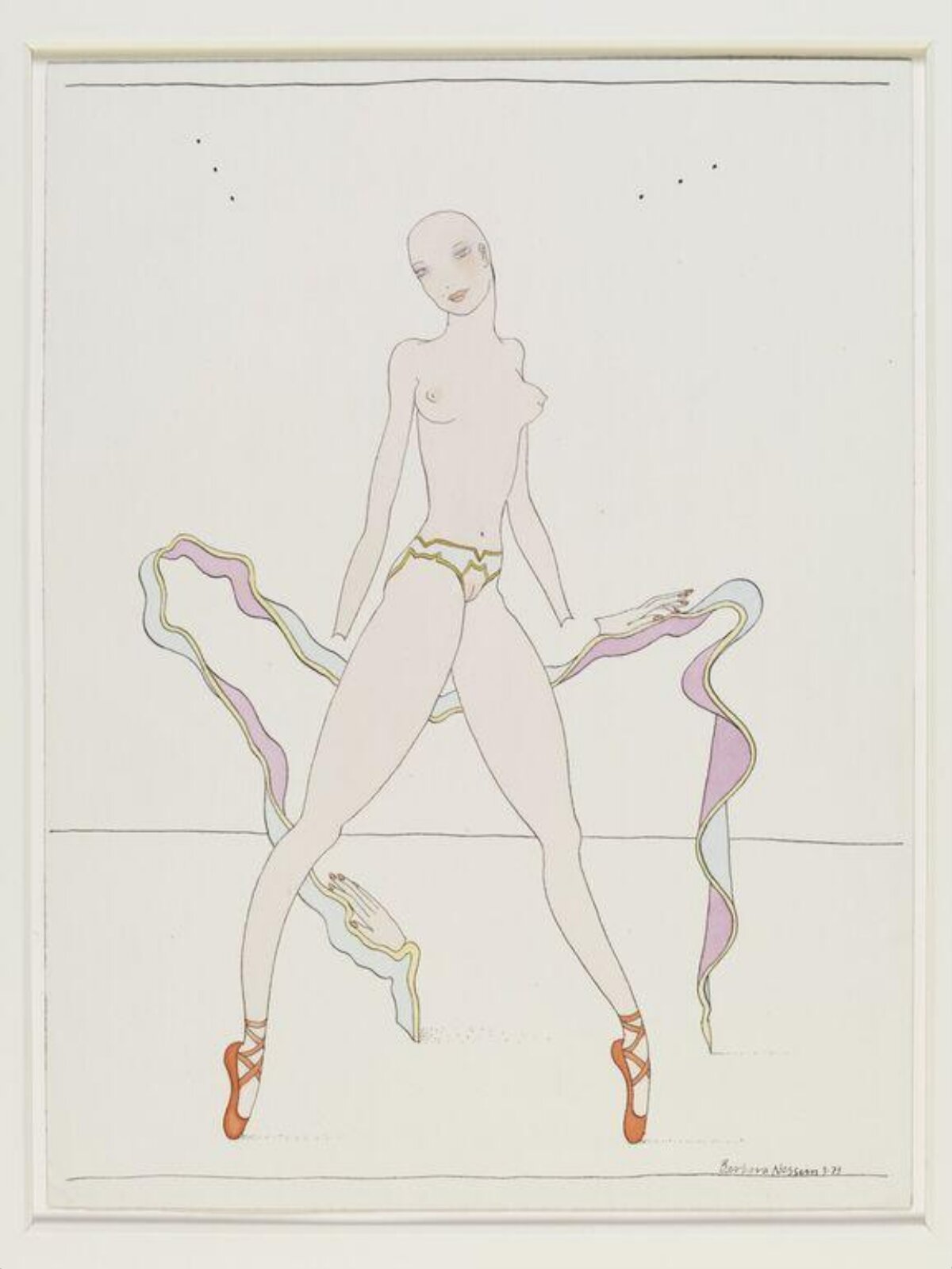 WomanGirl with Disconnected Hands Floating on Ribbon, Barbara Nessim, 1973