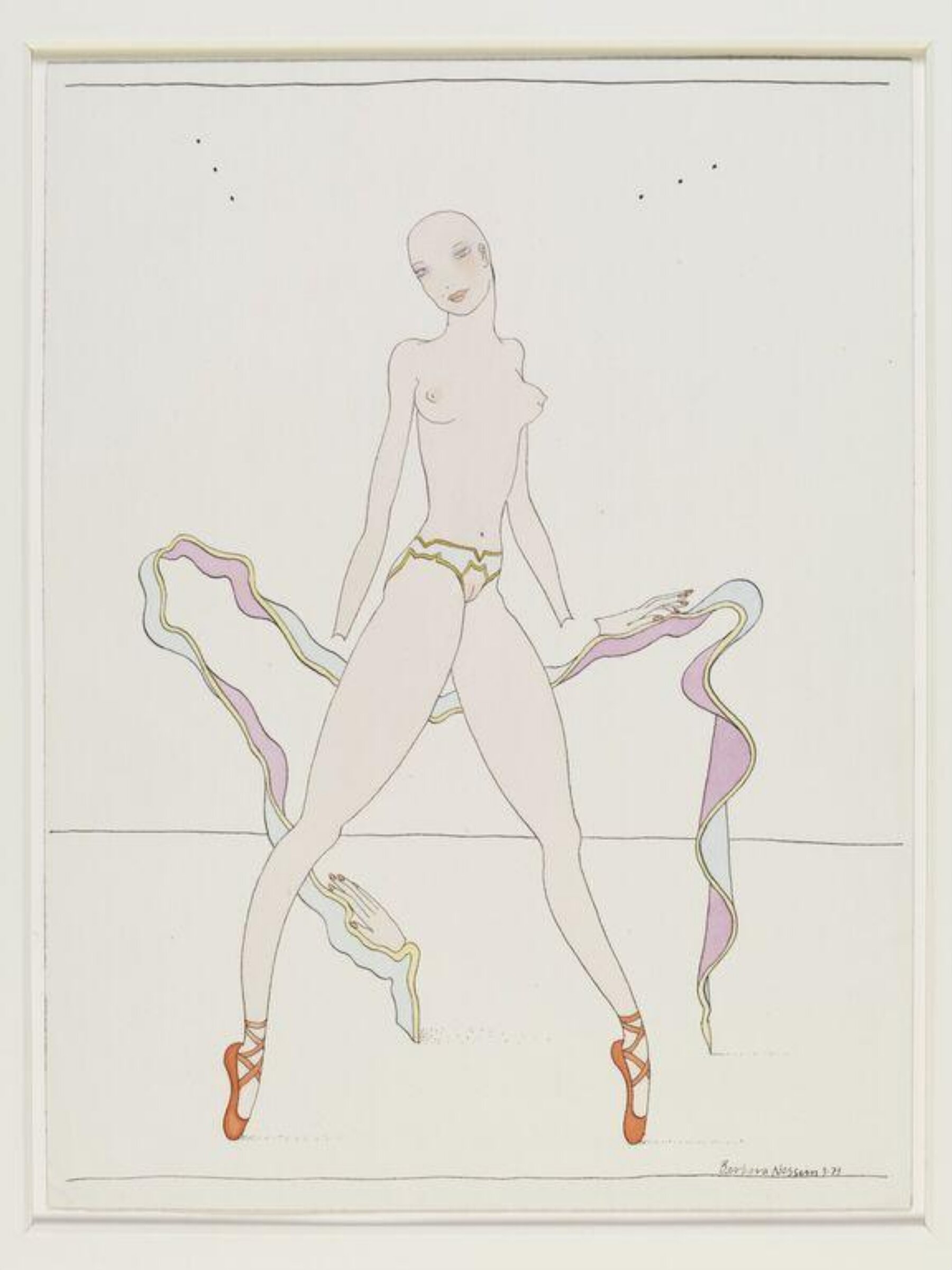 WomanGirl with Disconnected Hands Floating on Ribbon, Barbara Nessim, 1973