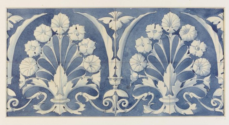 Ornamental design in blue and white for a frieze top image