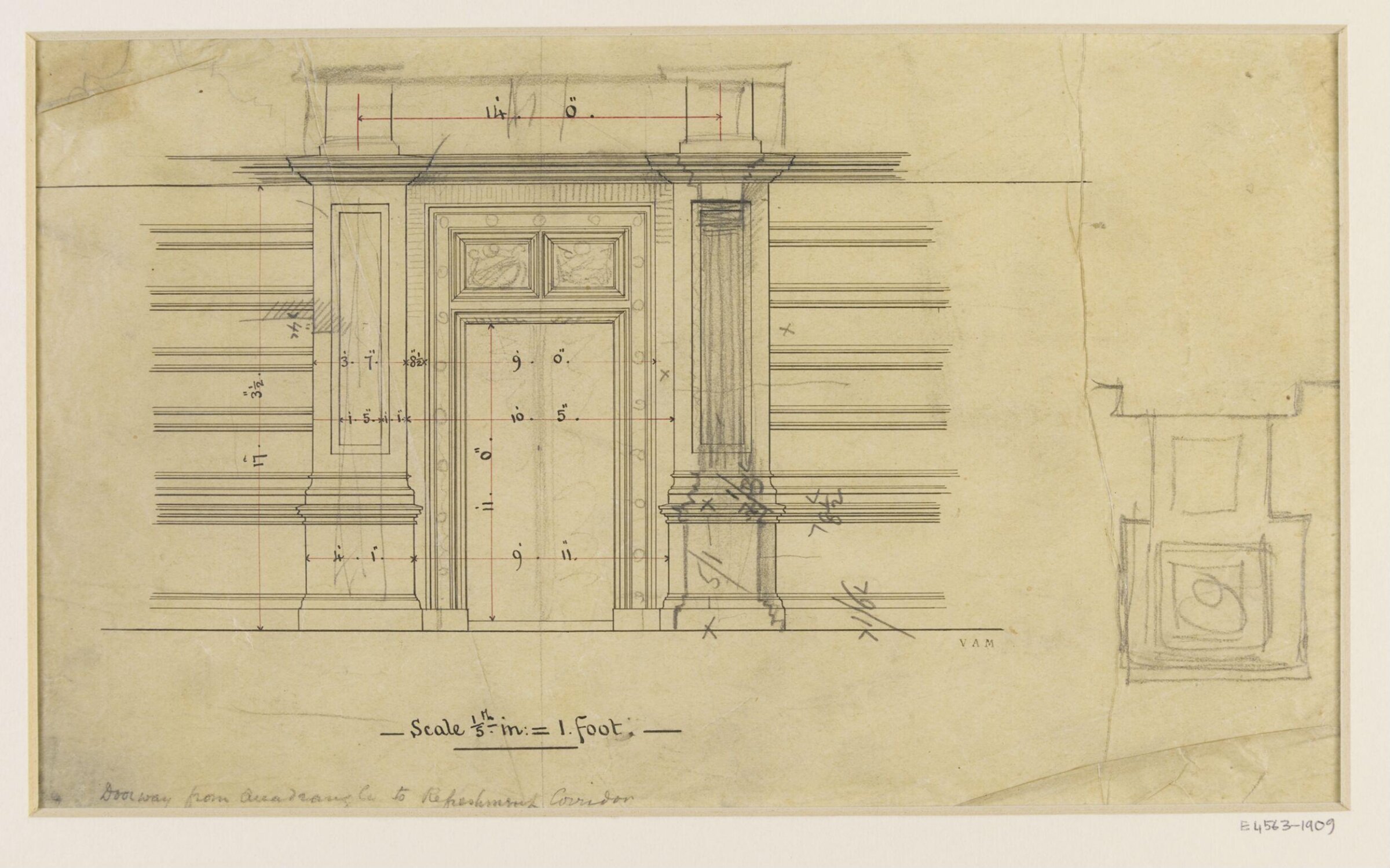 Doorway from Quadrangle to Refreshment Corridor, Godfrey Sykes, mid 19th century