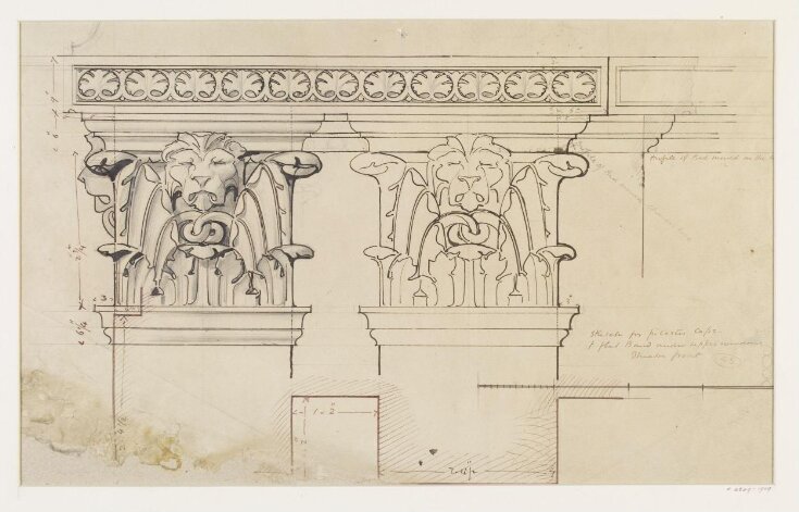 Sketch for pilaster caps & flat band under upper windows Theatre Front top image