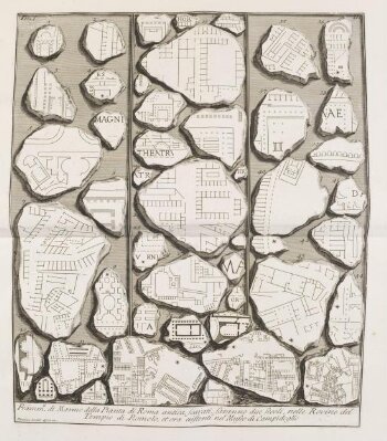 Fragments of the Marble Plan of ancient Rome (from the Severan Marble Plan)