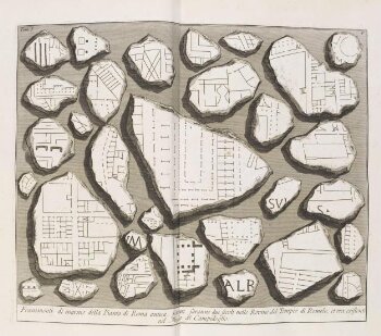 Fragments of the Marble Plan of ancient Rome (from the Severan Marble Plan)