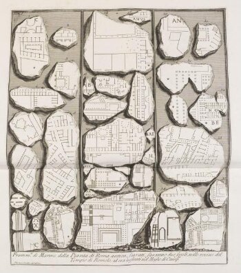 Fragments of the Marble Plan of ancient Rome (from the Severan Marble Plan)