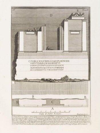 Plan of the remains of walls in the tomb of C. Publicius