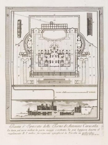 Plan and section of the Baths of Caracalla