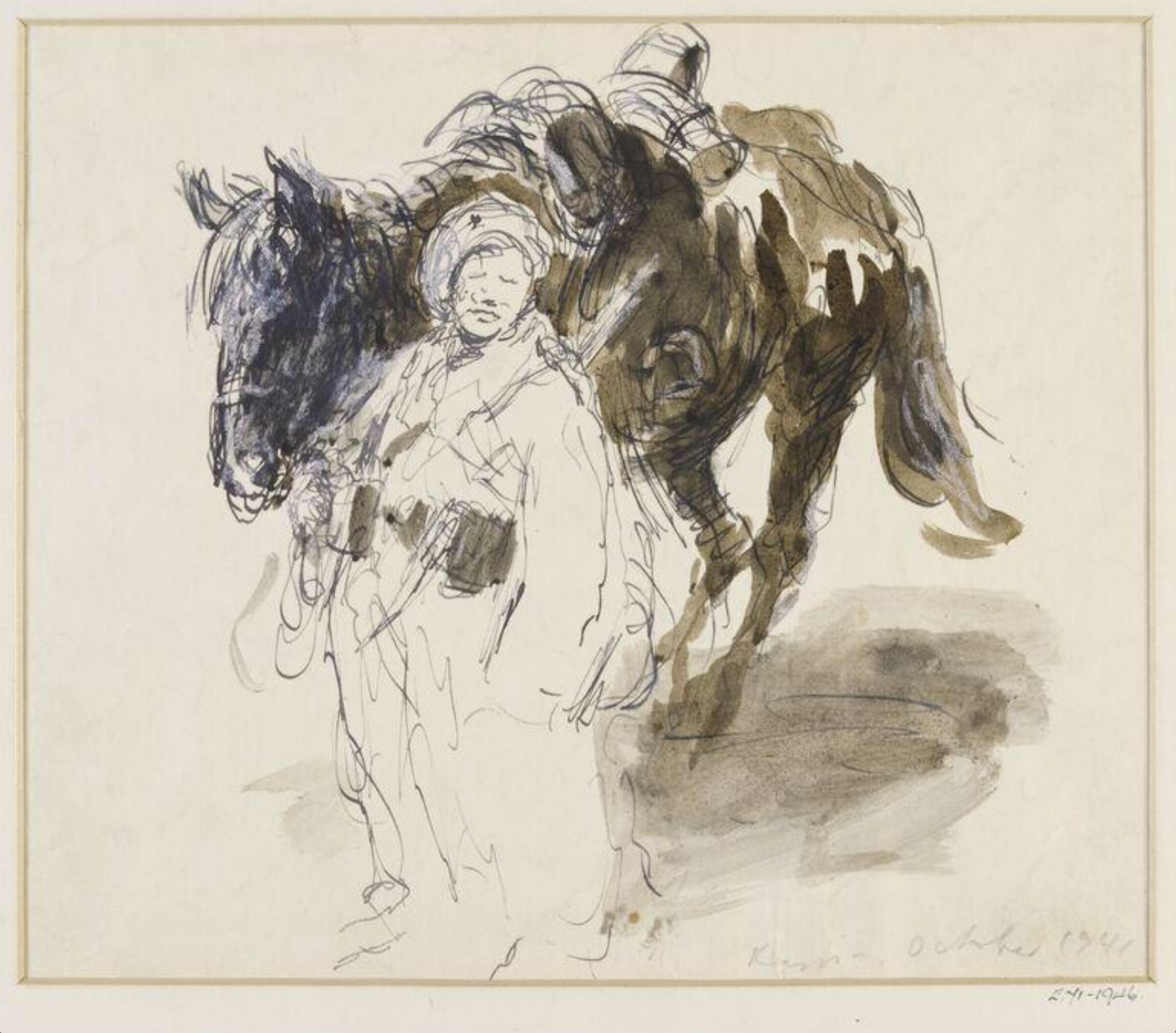 Russian soldiers in the field, Feliks Topolski, October 1941