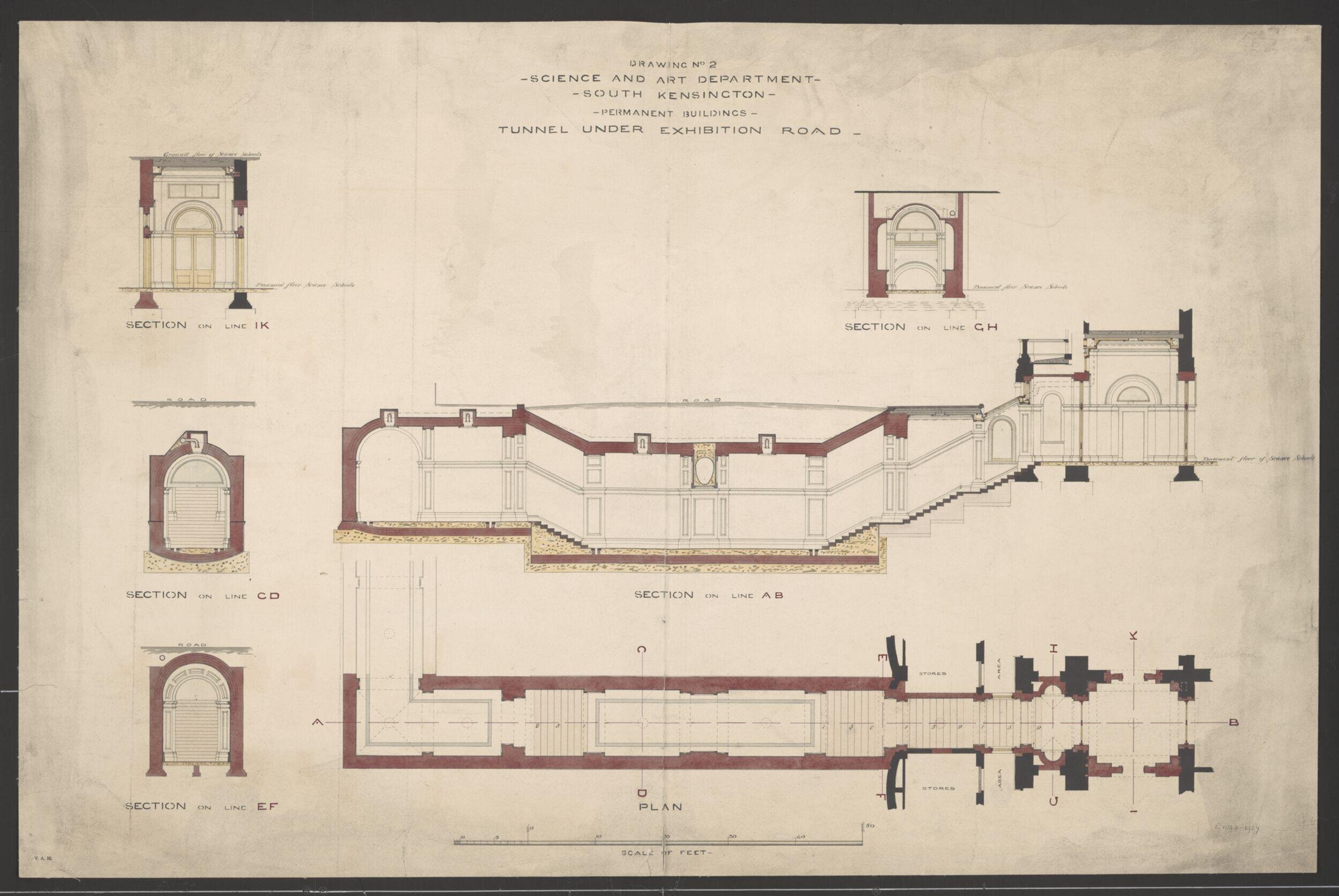 Drawing No2 - Science and Art Department - South Kensington - Permanent Buildings - Tunnel under Exhibition Road