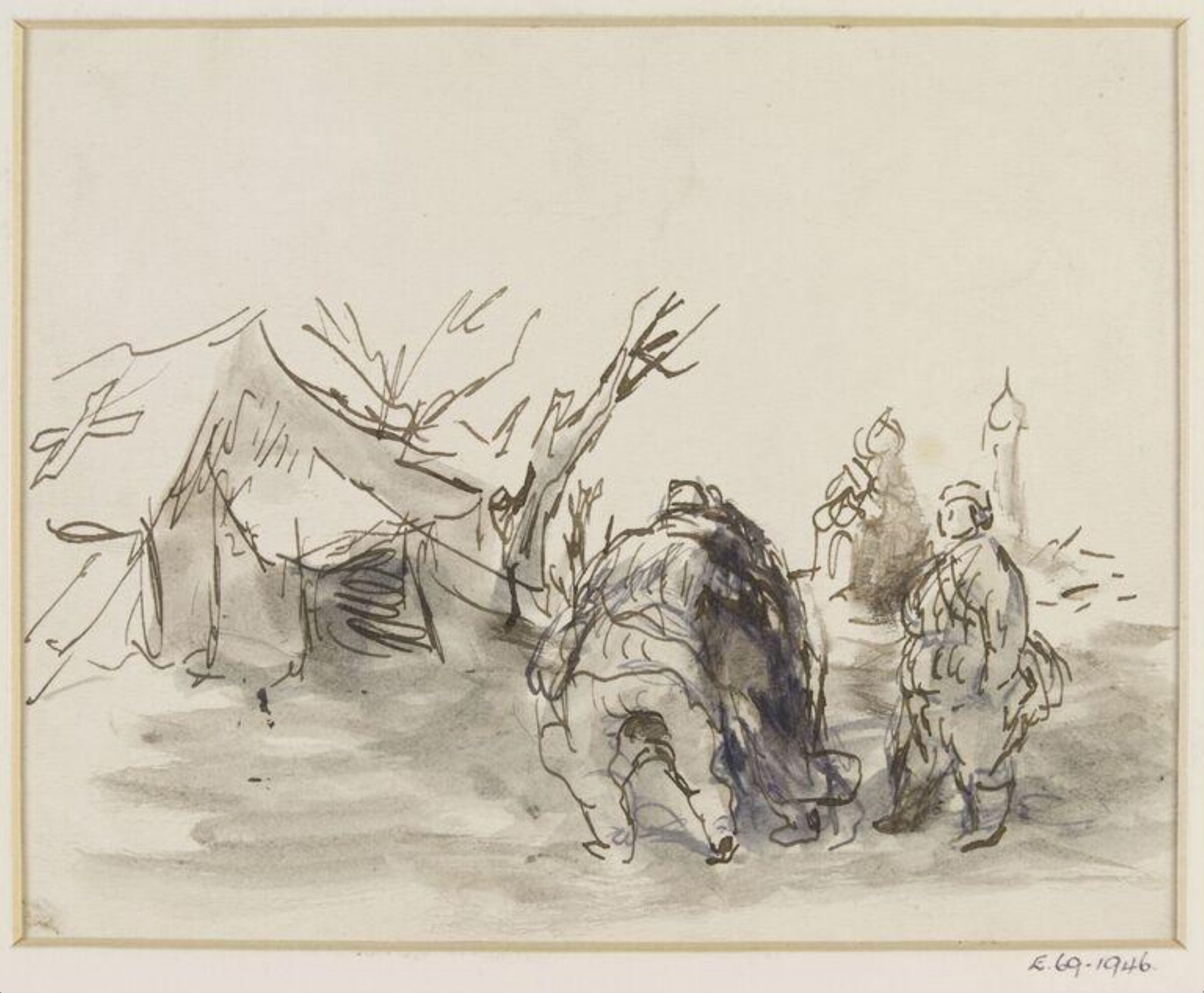 Russian soldiers in the field, Feliks Topolski, October 1941