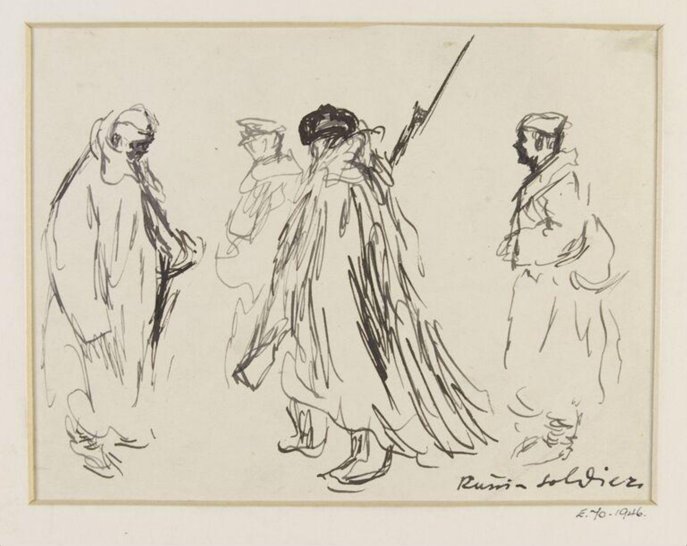 Russian soldiers in the field, Feliks Topolski, October 1941