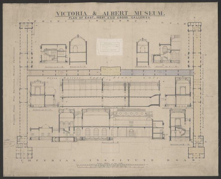 Plan of Victoria and Albert Museum, East, West and Cross Galleries top image