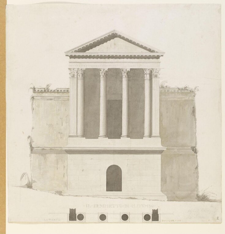 Plan and elevation of the Temple of Clitumnus, Spoleto, Italy top image
