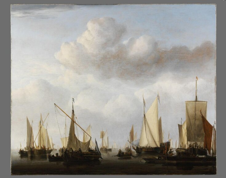 A Kaag, pont, states yacht and other vessels under sail over a wide sea top image