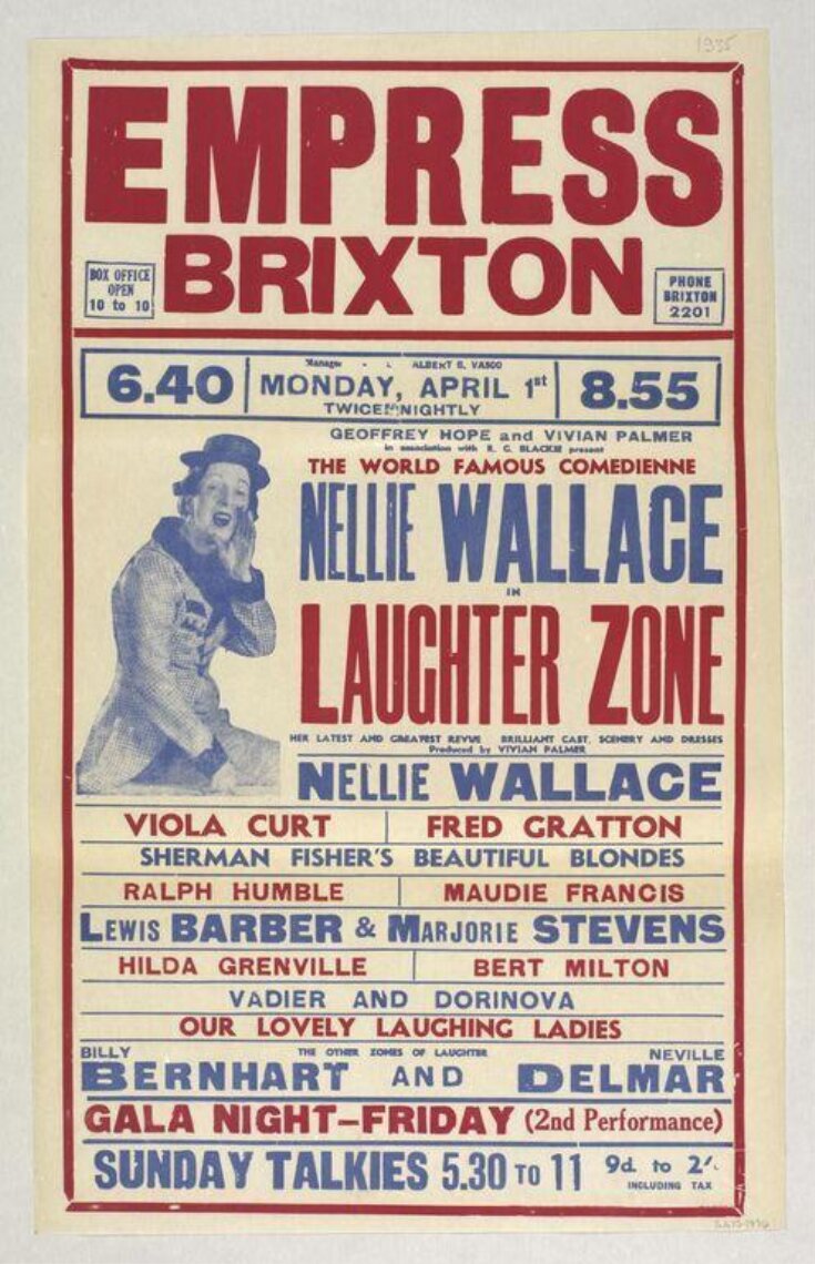 Nellie Wallis in Laughter Zone, Brixton Empress, 1935 | Unknown | V&A ...