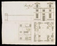 Plan, section and elevation of the Brewhouse at Castle Howard, Yorkshire thumbnail 1