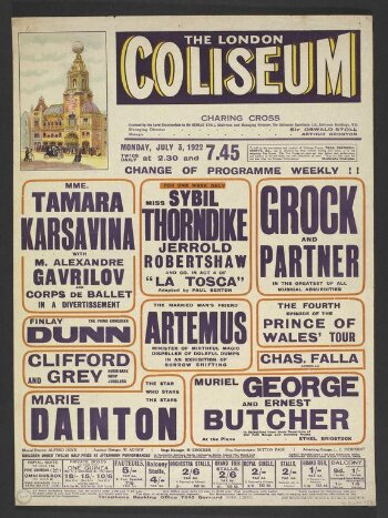 London Coliseum poster, 1922