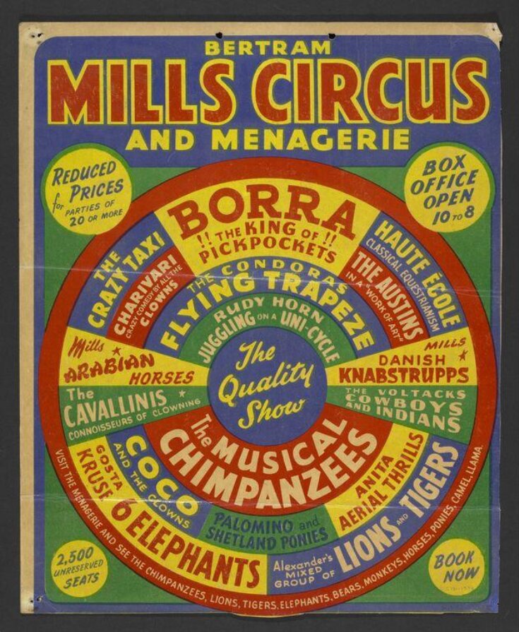Hanging card advertising Bertram Mills' Tenting Circus, 1954 image
