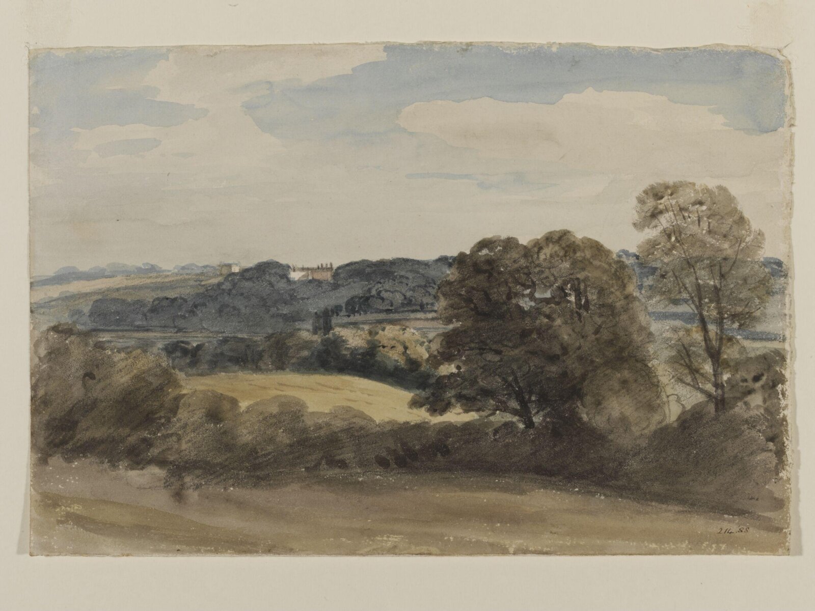 Landscape with buildings in the distance, Constable, c. 1800-5