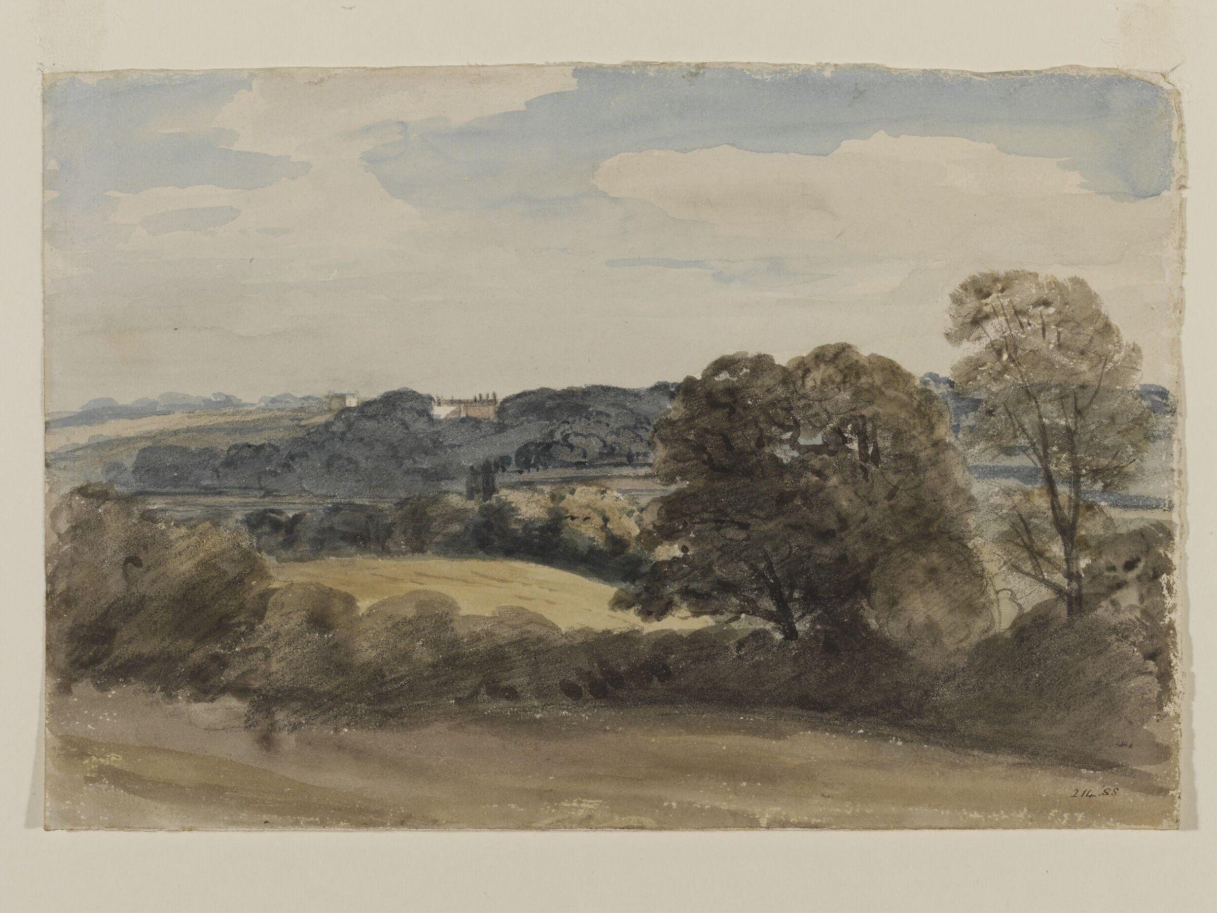 Landscape with buildings in the distance, Constable, c. 1800-5