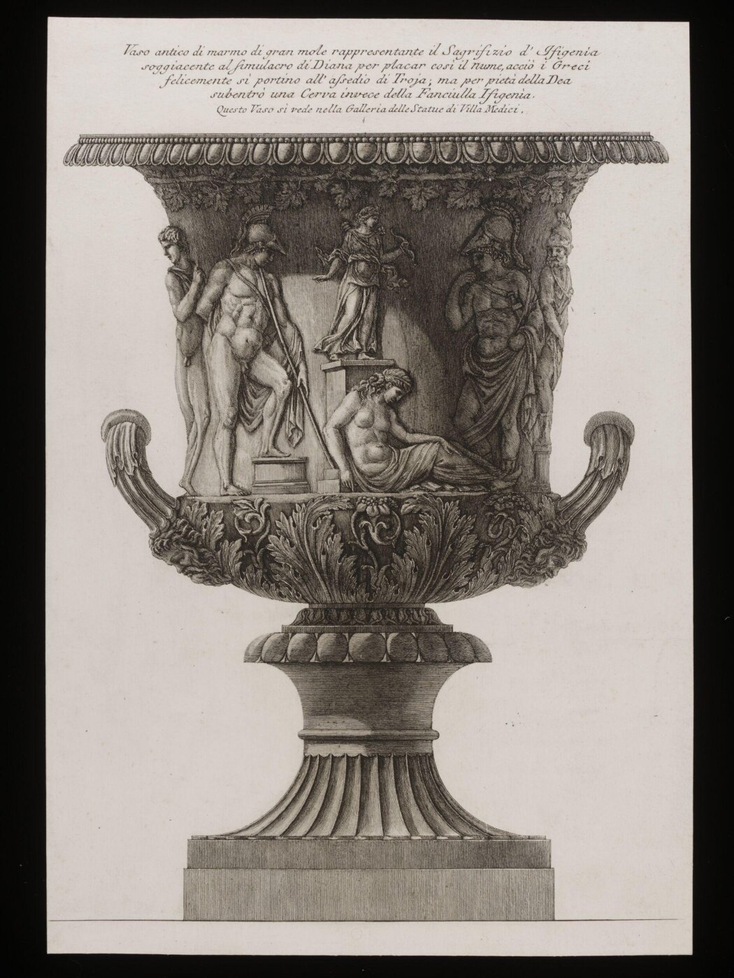 Giovanni Battista Piranesi, Large marble vase decorated with a relief of the sacrifice of Iphigenia