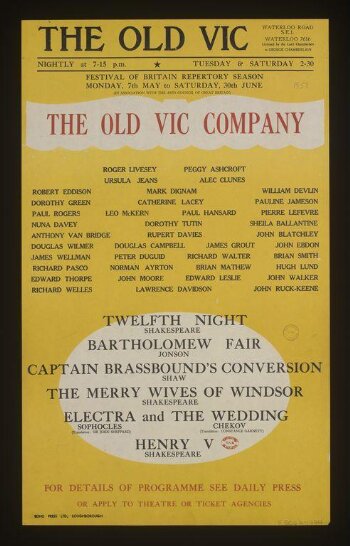 The Old Vic theatre poster