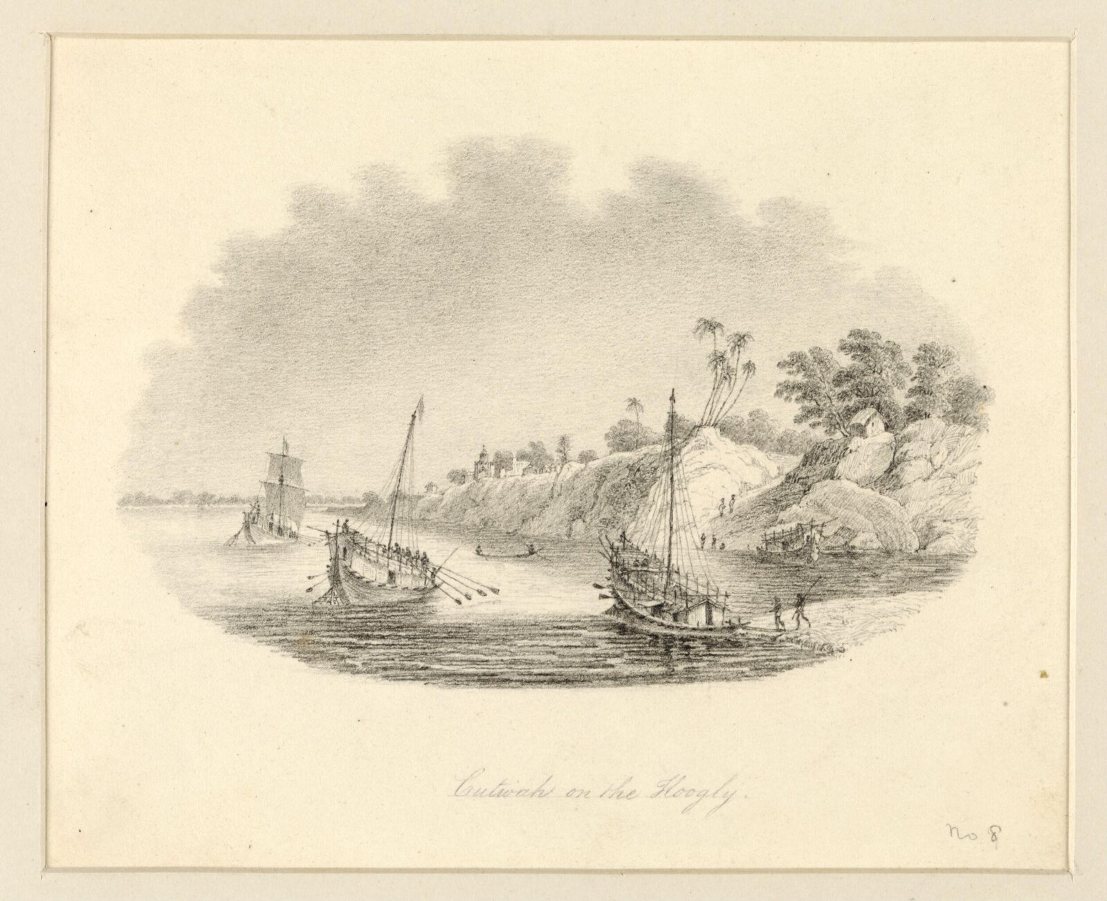 Cutwah on the Hoogly, Robert Captain Smith, 1828-33