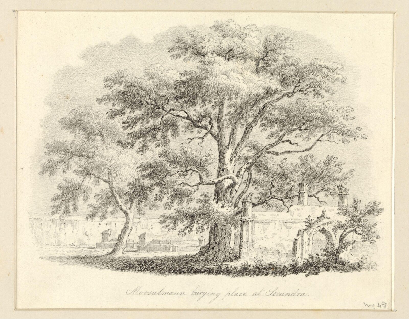 Moosulmaun burying place at Secundra., Robert Captain Smith, 1828-33