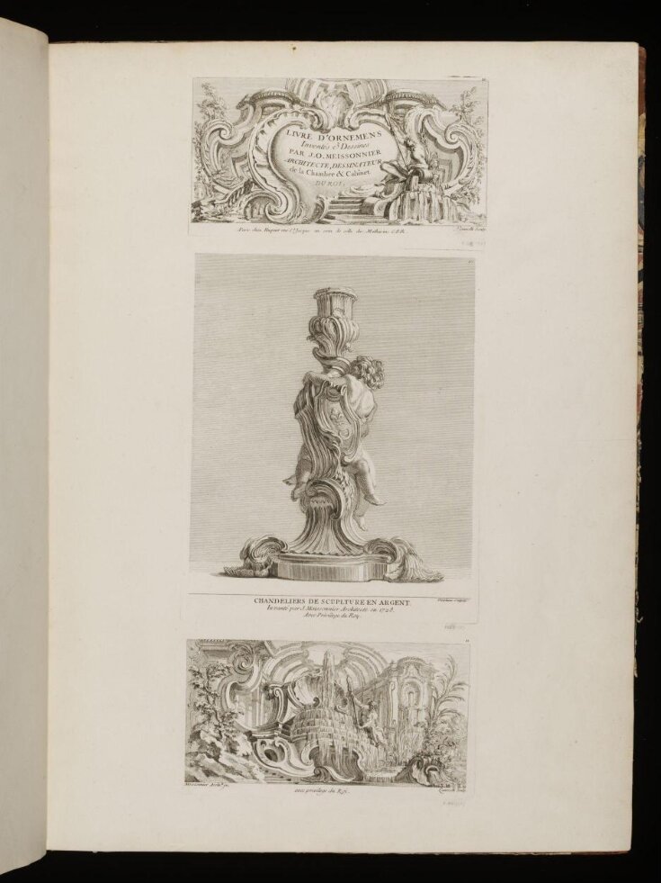 Livre D'Ornemens Inventes & Dessines Par J. O. Meissonnier Architecte, dessinateur de la Chambre & Cabinet Du Roi top image