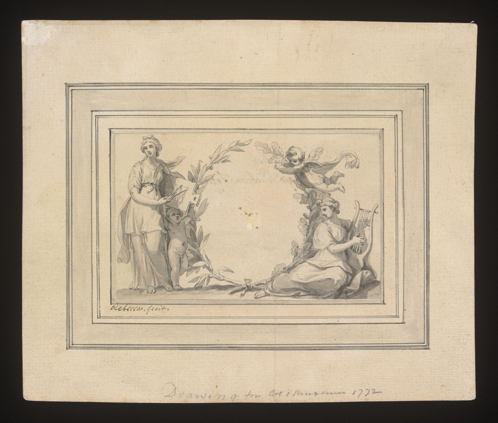 Classical figures and putti, Rebecca, 1772