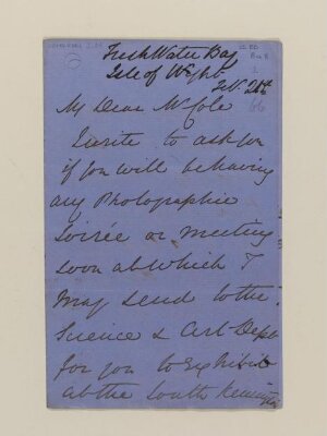 Letter from Julia Margaret  Cameron