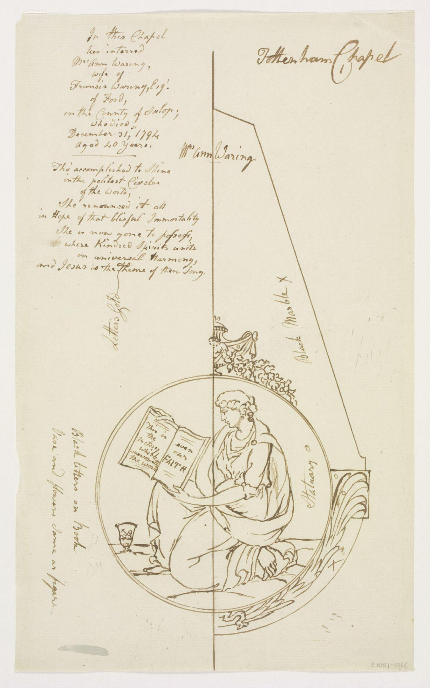 The monumenr of Ann, wife of Francis Waring, John Bacon the Younger, late 18th century-early 19th century
