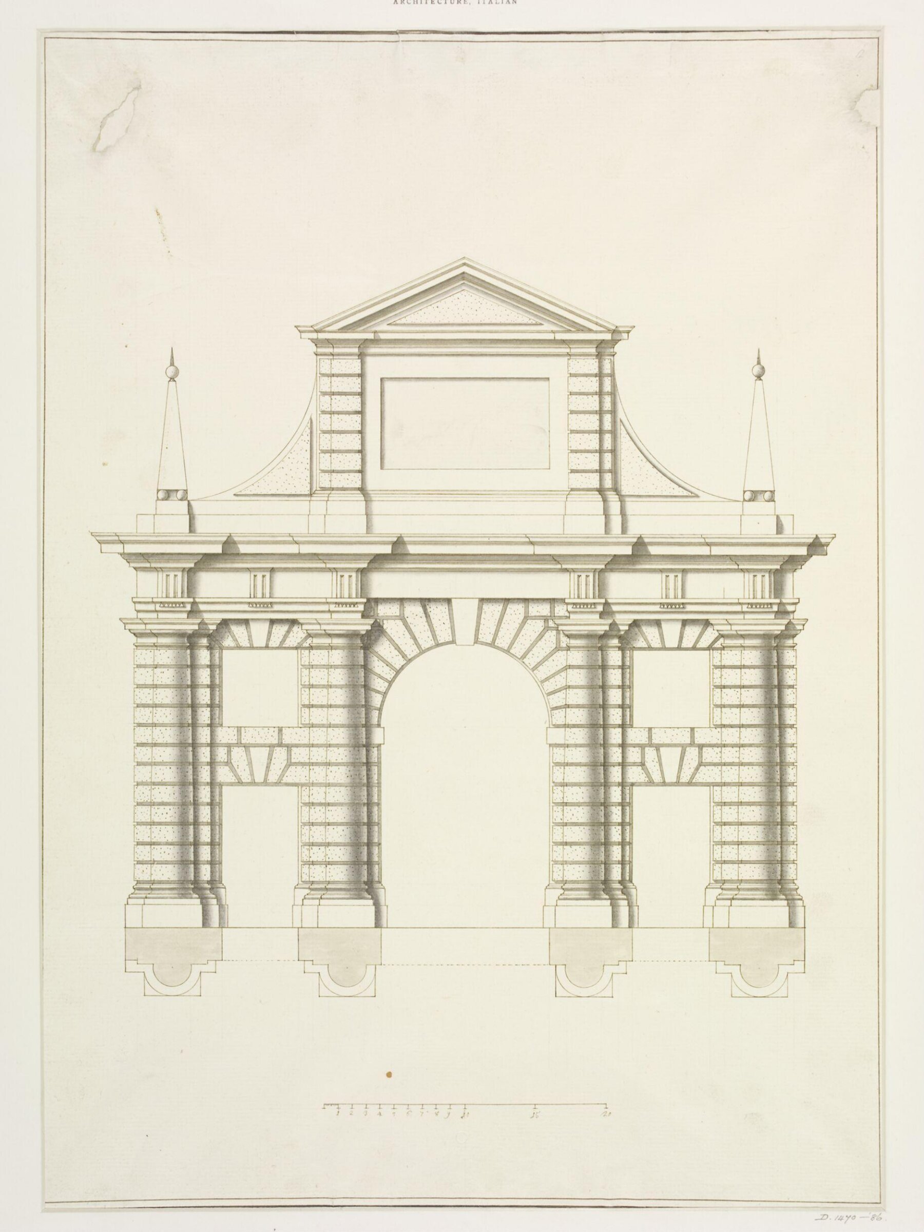Elevation of the triumphal arch in Campo Marzio, Vicenza, mid 18th century