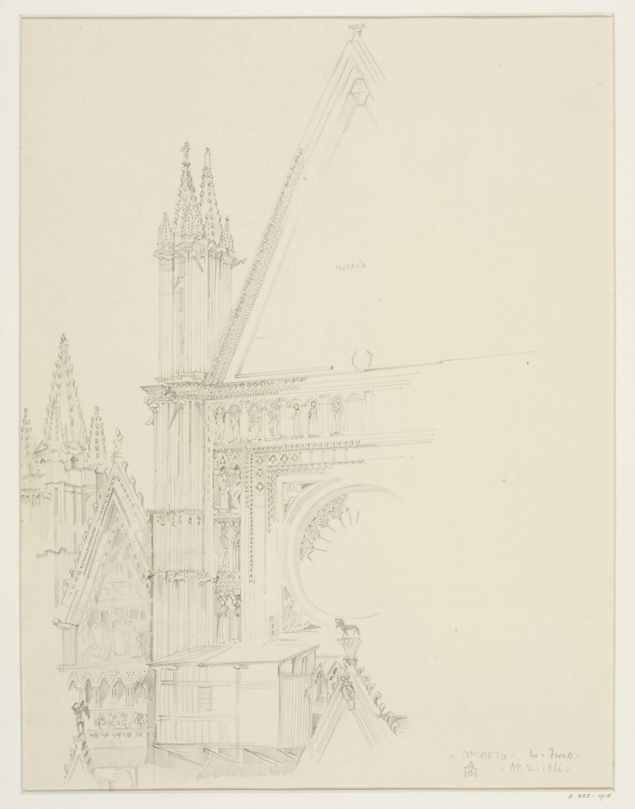 Architectural drawing, Gerald Callcott Horsley, 2nd April 1886