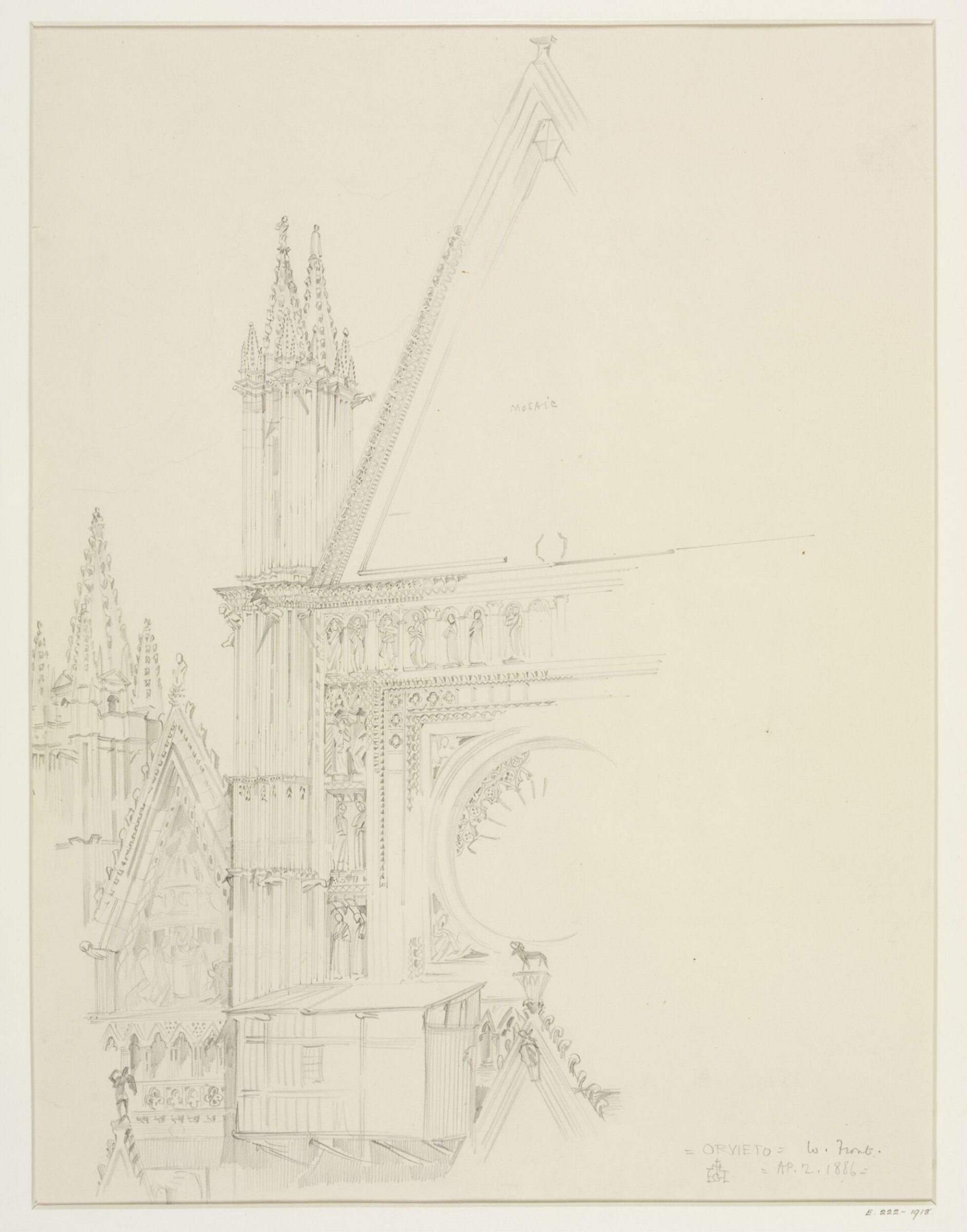 Architectural drawing, Gerald Callcott Horsley, 2nd April 1886