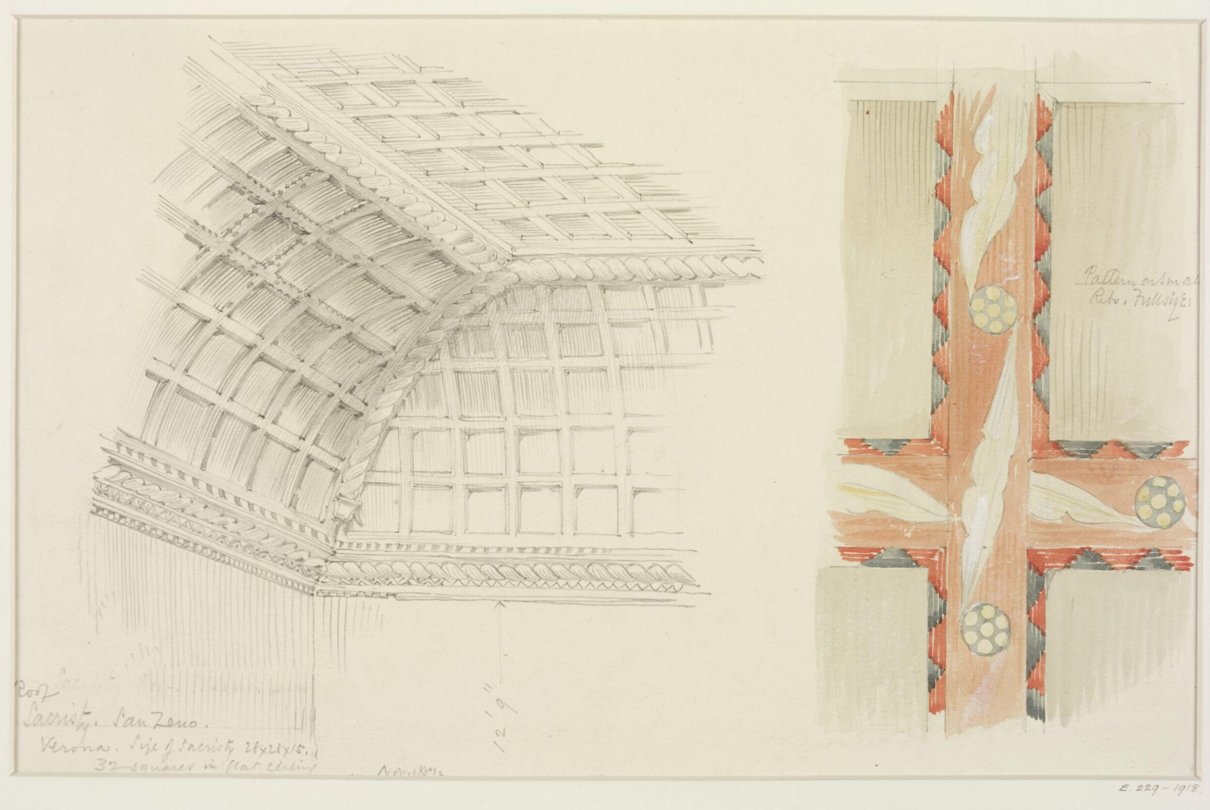 Architectural drawing, Gerald Callcott Horsley, 1st November 1887