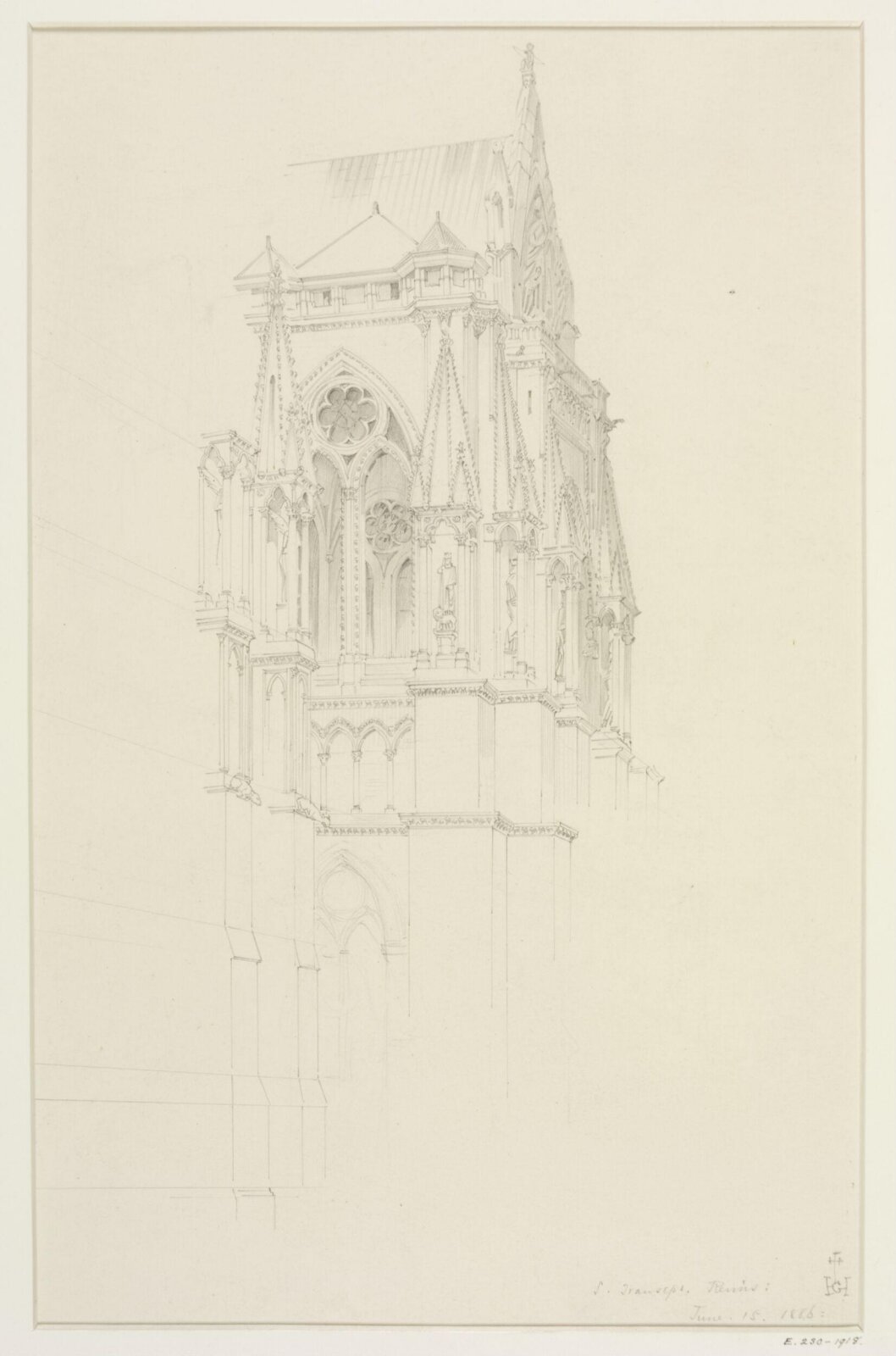 Architectural drawing, Gerald Callcott Horsley, 15th June 1886