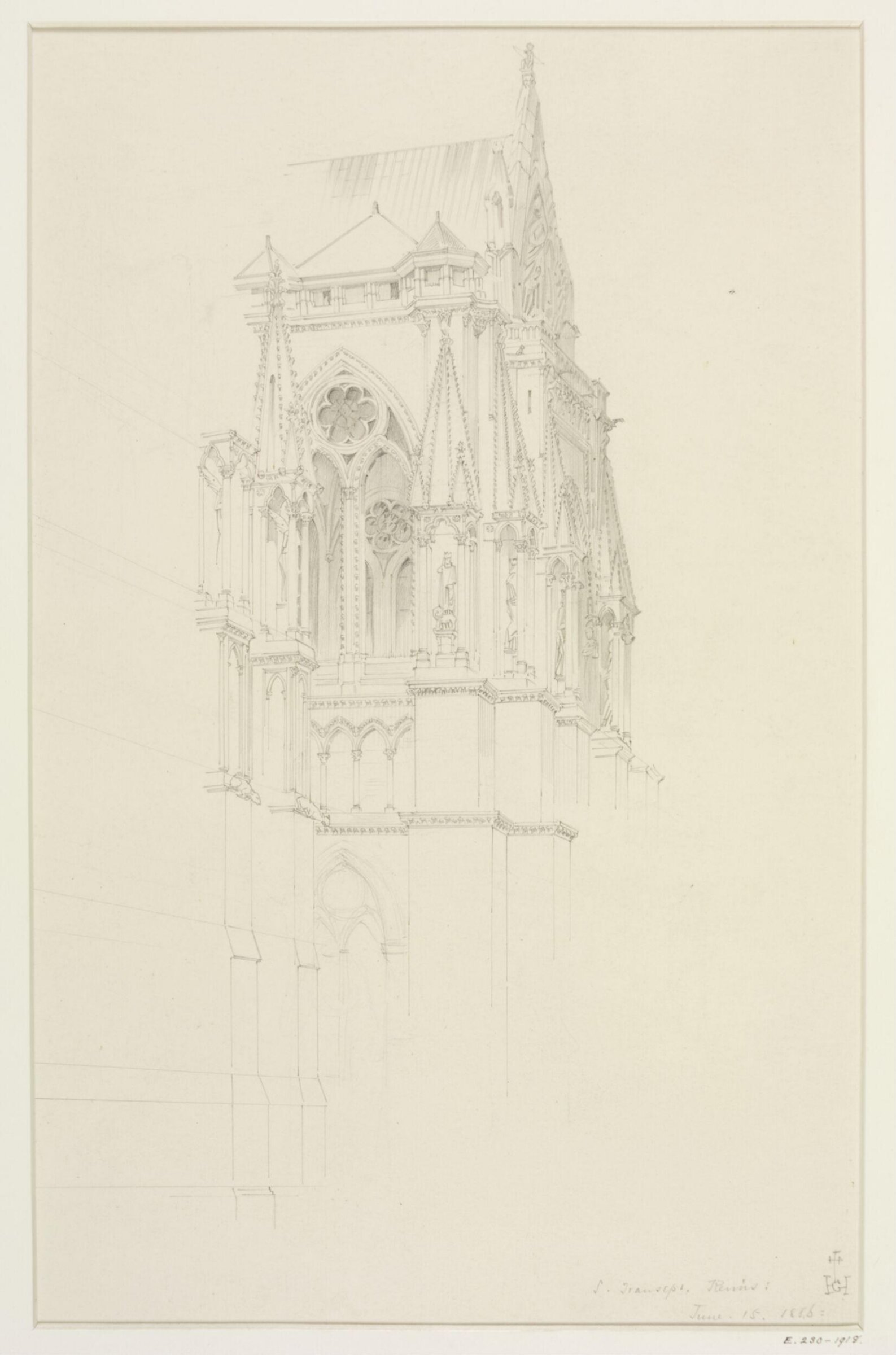 Architectural drawing, Gerald Callcott Horsley, 15th June 1886