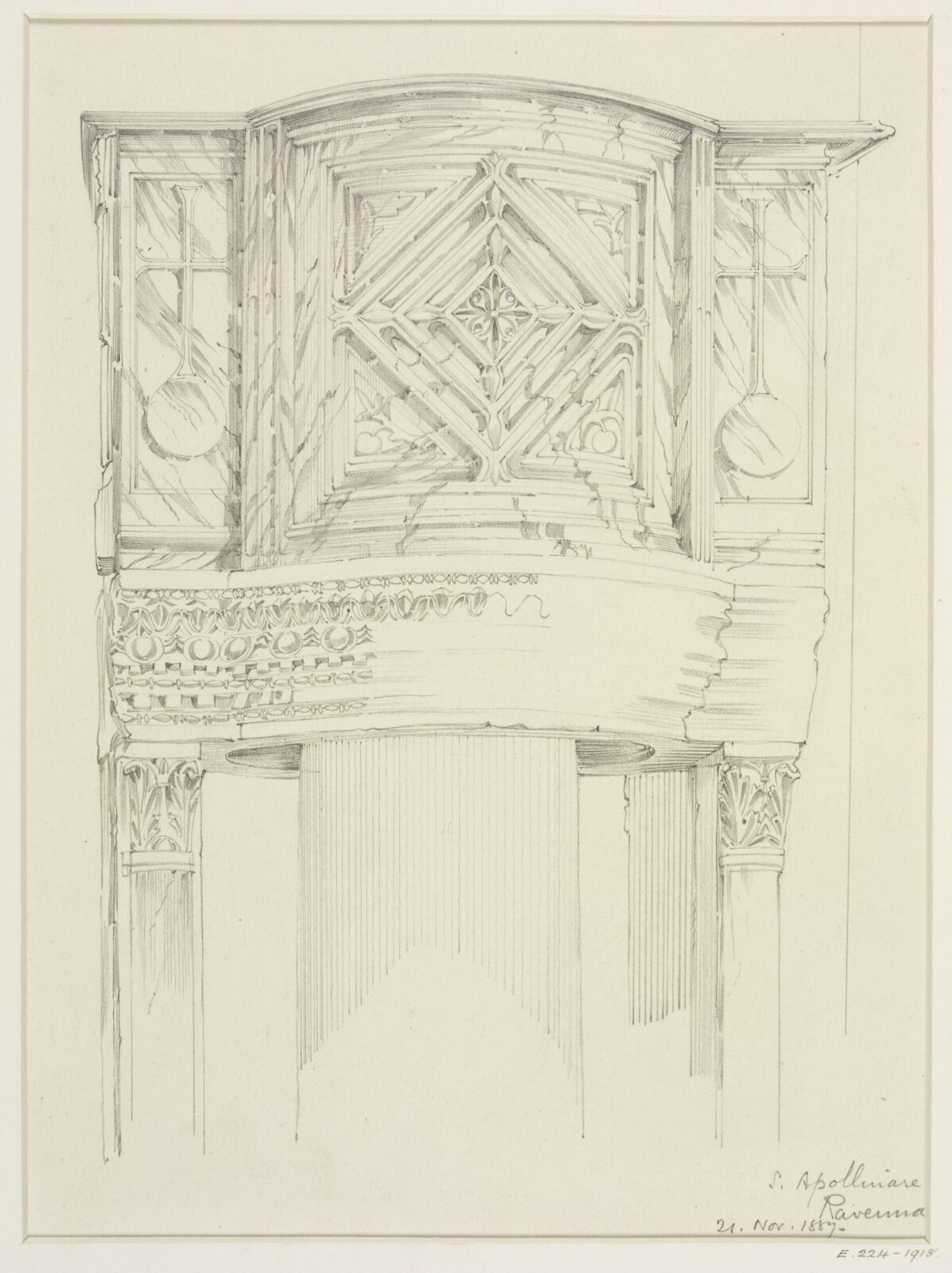 Architectural drawing, Gerald Callcott Horsley, 21st November 1887