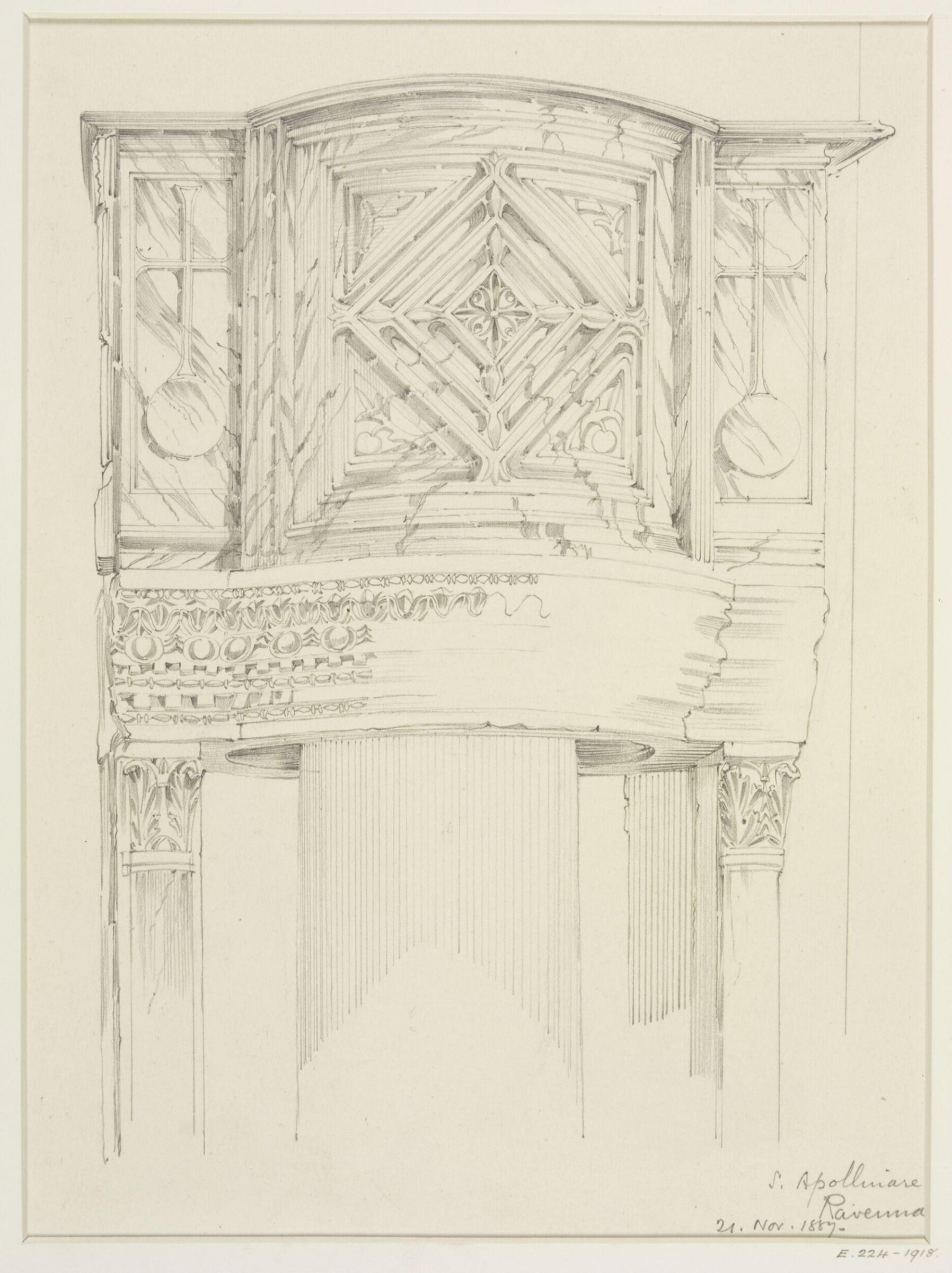 Architectural drawing, Gerald Callcott Horsley, 21st November 1887