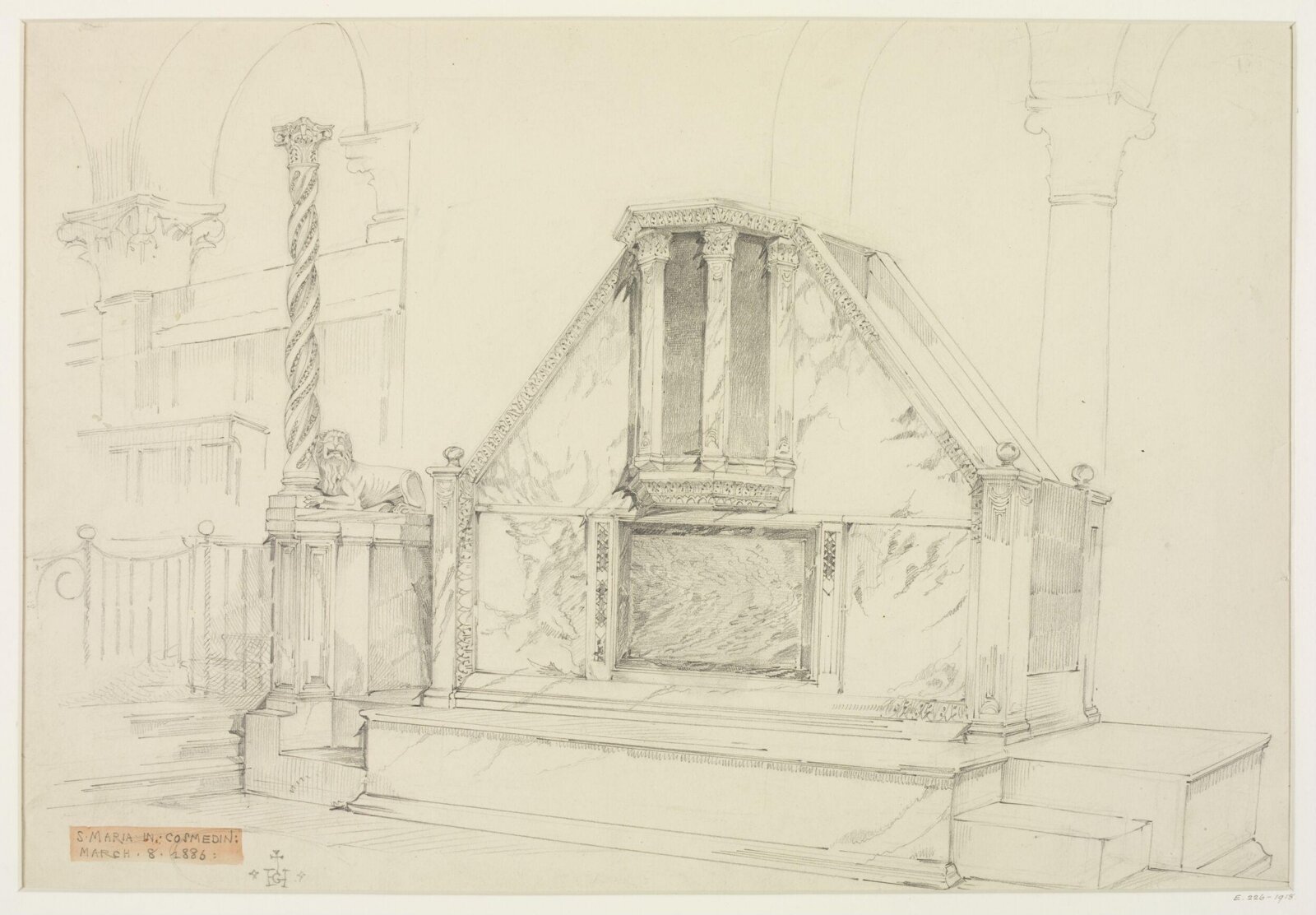 Architectural drawing, Gerald Callcott Horsley, 8th March 1886