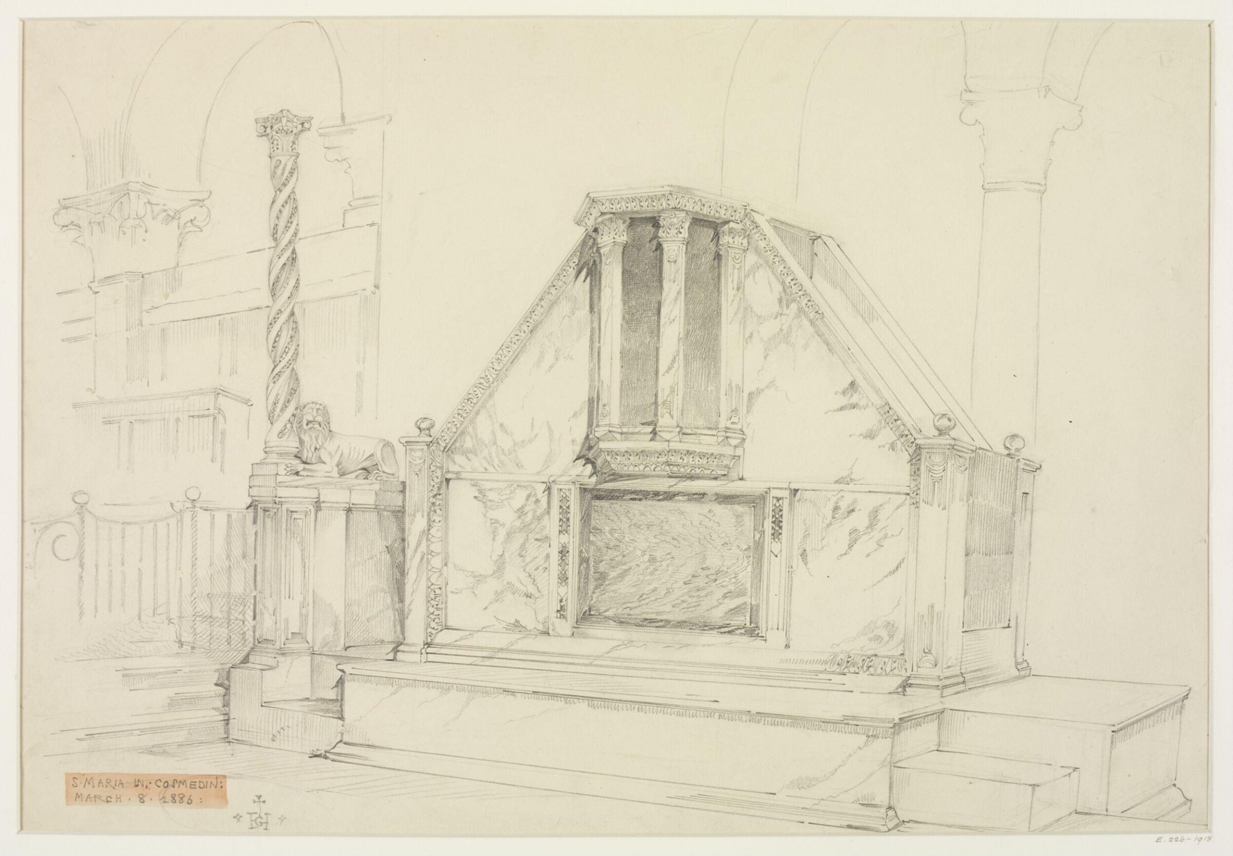 Architectural drawing, Gerald Callcott Horsley, 8th March 1886