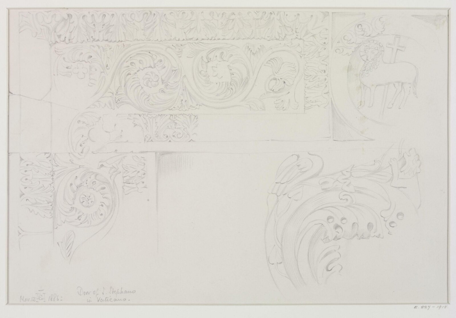 Architectural drawing, Gerald Callcott Horsley, 13th March 1886