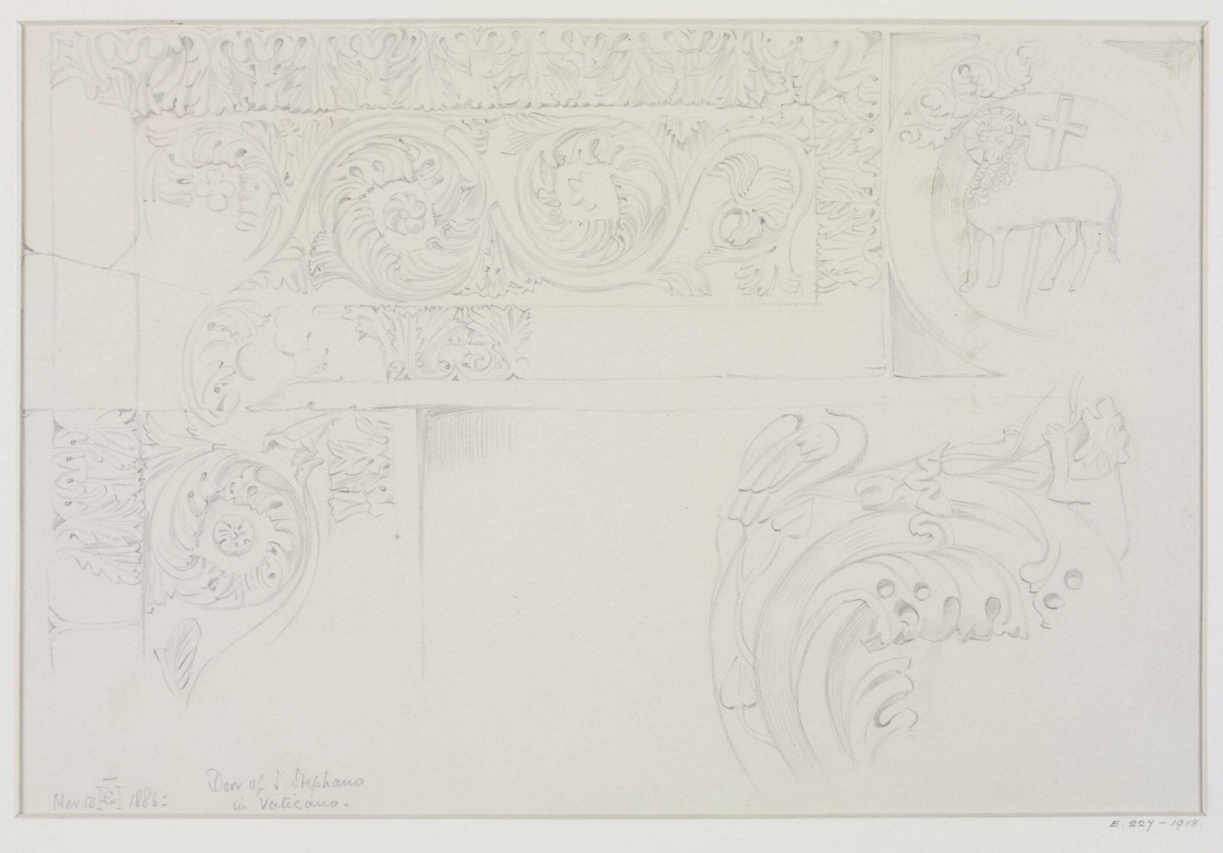 Architectural drawing, Gerald Callcott Horsley, 13th March 1886