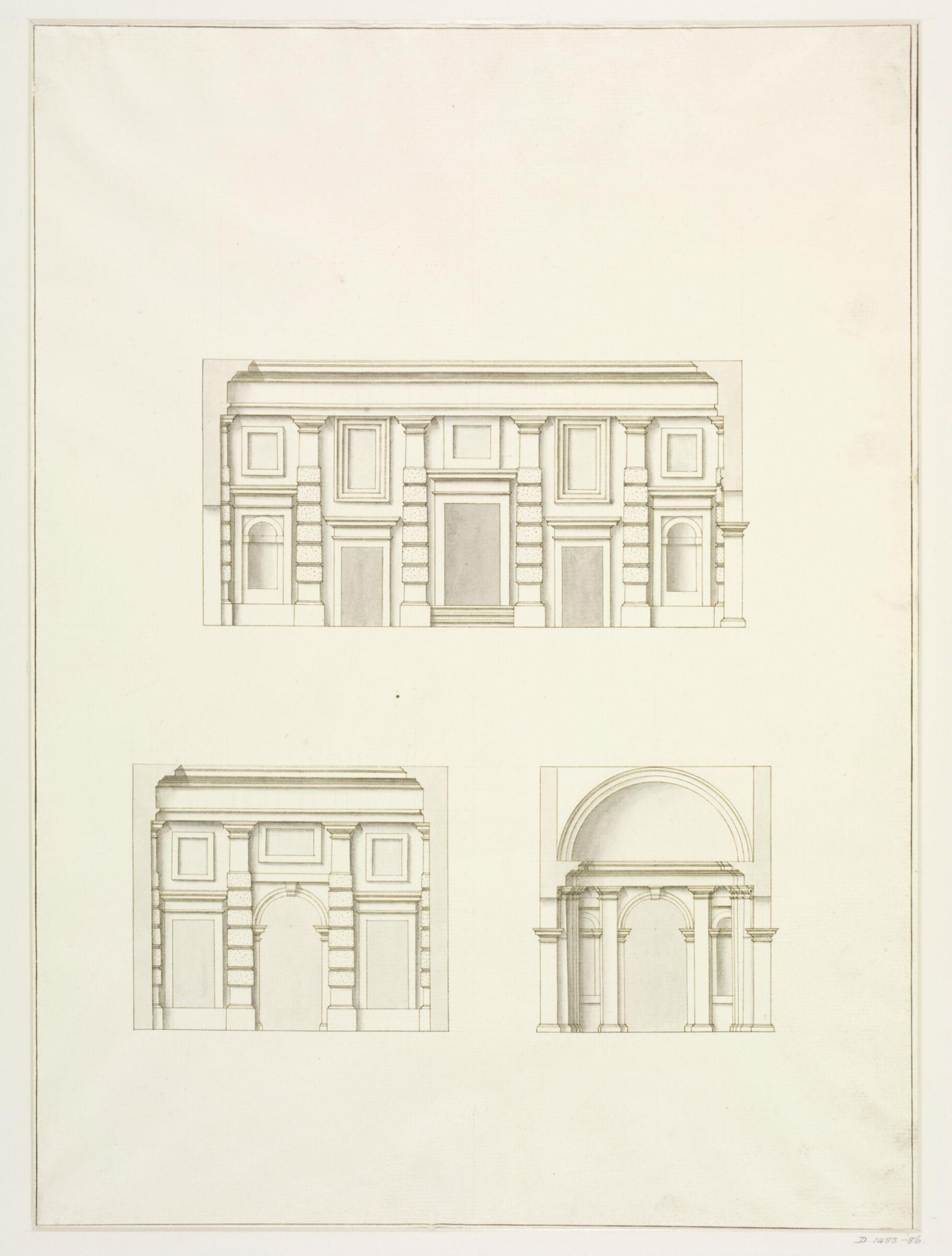 Internal elevations of the vestibule and of the atrium of Palazzo Trevisan in Murano, Venice by Andrea Palladio, Andrea Palladio, mid 18th century
