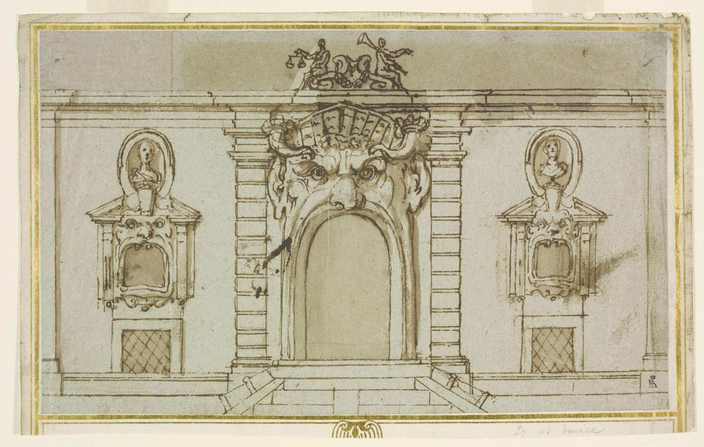 Design for the entrance to the garden of the artist's house (the Palazzo Zuccari) in the Via Gregorgiana, Rome, Federico Zuccaro, late 16th century